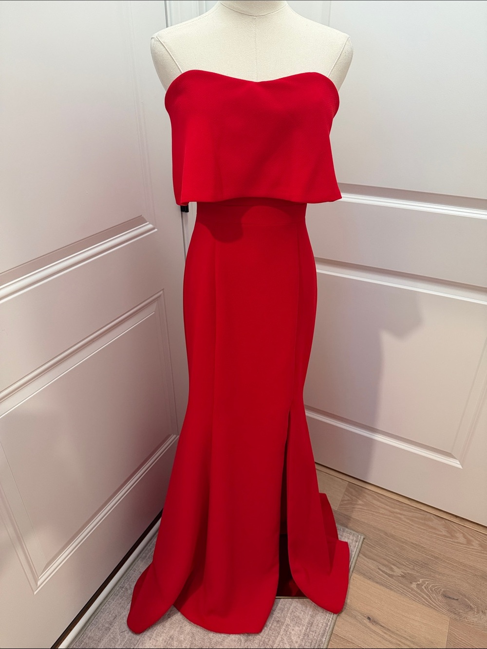 Xscape Strapless Red Mermaid Evening Dress